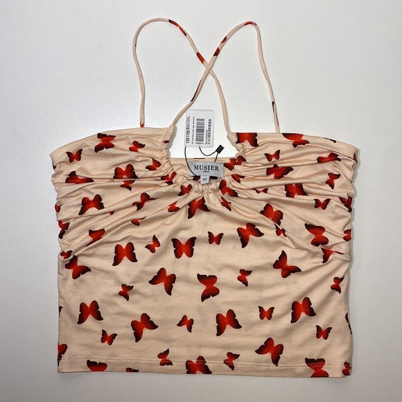 NWT Musier Paris Butterfly Paz soft stretchy jersey strappy  tank top size 40 - Picture 10 of 16